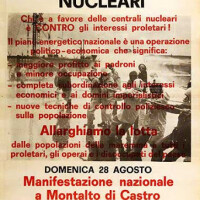 Una locandina di repertorio dedicata alla manifestazione contro il nucleare per la centrale di Montalto