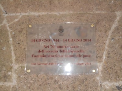 Targa commemorativa affissa dal Comune di Sorano per il Settantesimo della Liberazione.